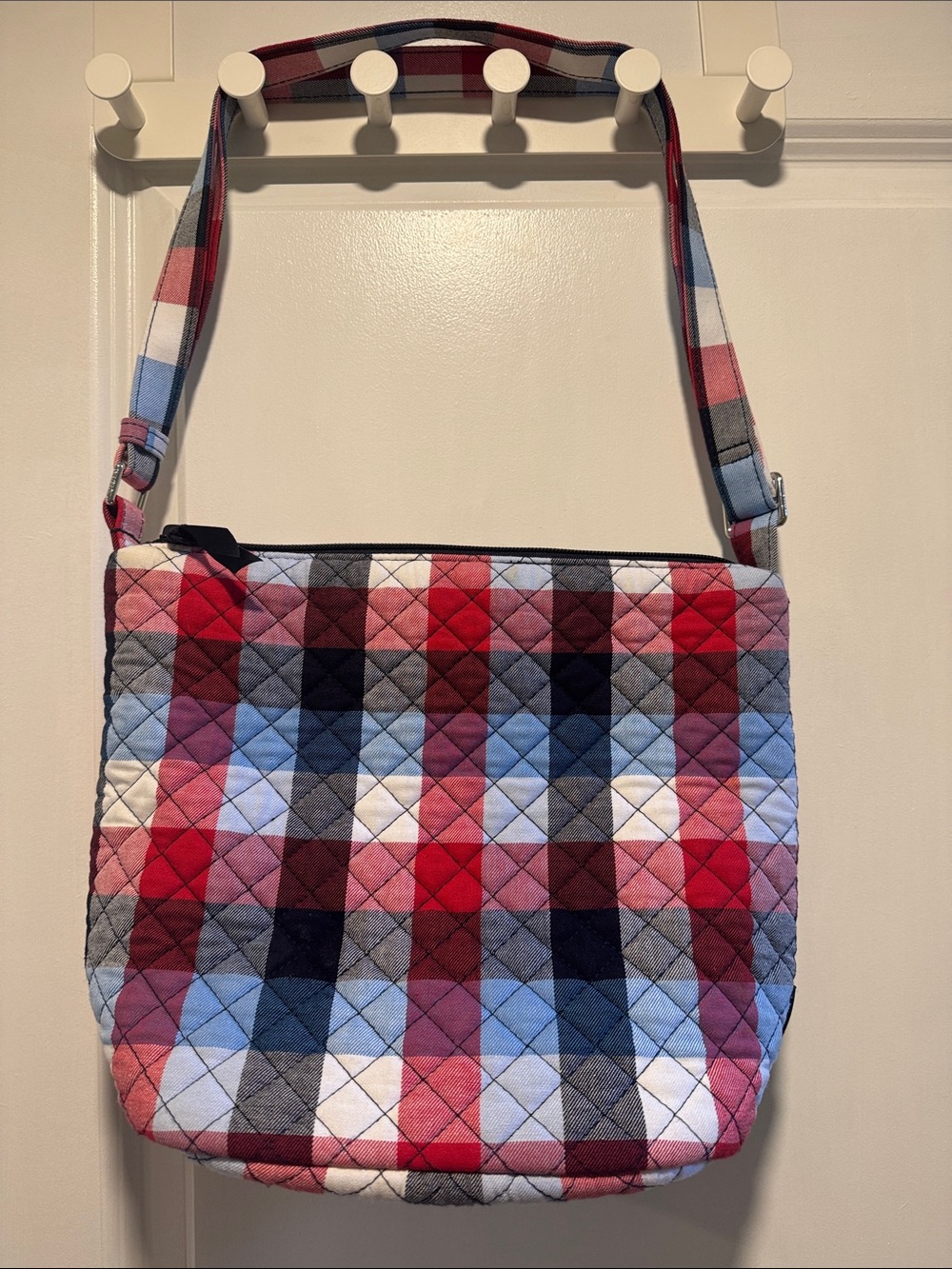 Vera Bradley Quilted Plaid Shoulder Bag - Red, Blue & White